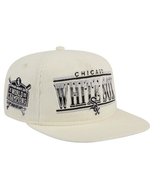 KTZ Natural Chicago White Sox Throwback Bar Golfer Corduroy Snapback Hat for men