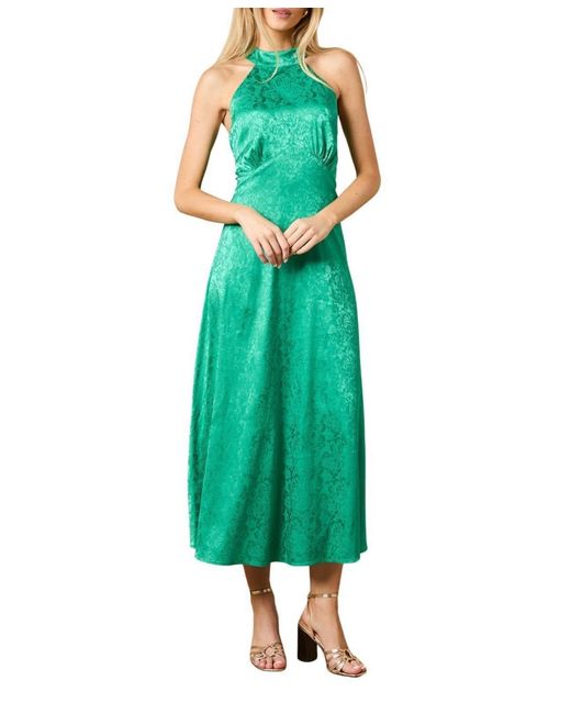 Oasis Green Bias Halterneck Midi Dress