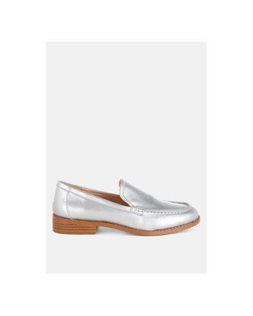 Rag & Co White Corleone Pleather Stacked Heel Loafers