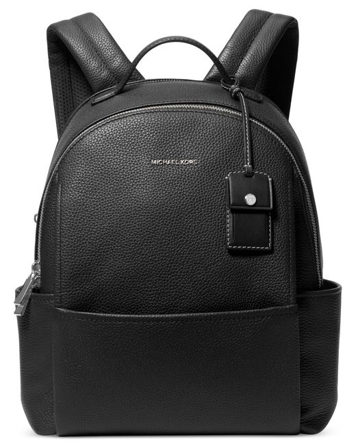 Michael Kors Black Michael Sable Medium Pebbled Leather Backpack