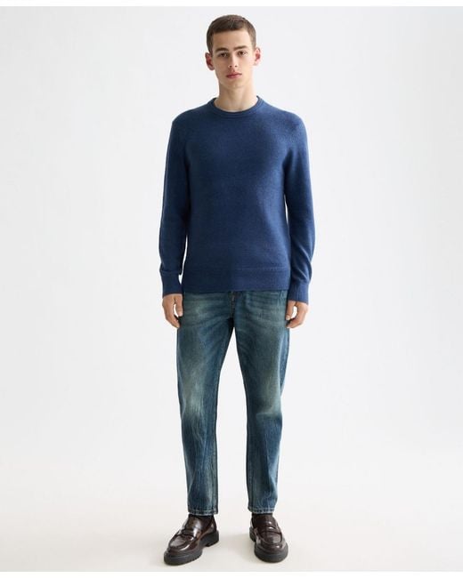 Scotch & Soda Blue Solid Crew Neck Sweater for men