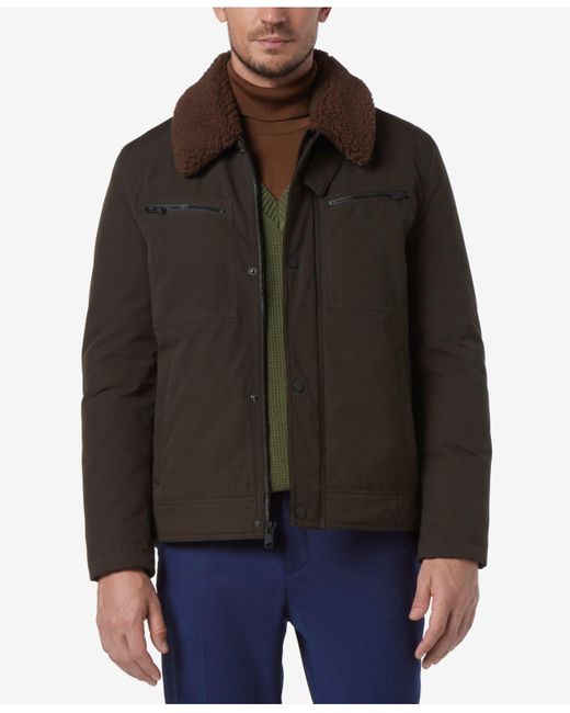 Marc New York Randall Insulated Waxed Cotton Aviator Jacket With Fleece