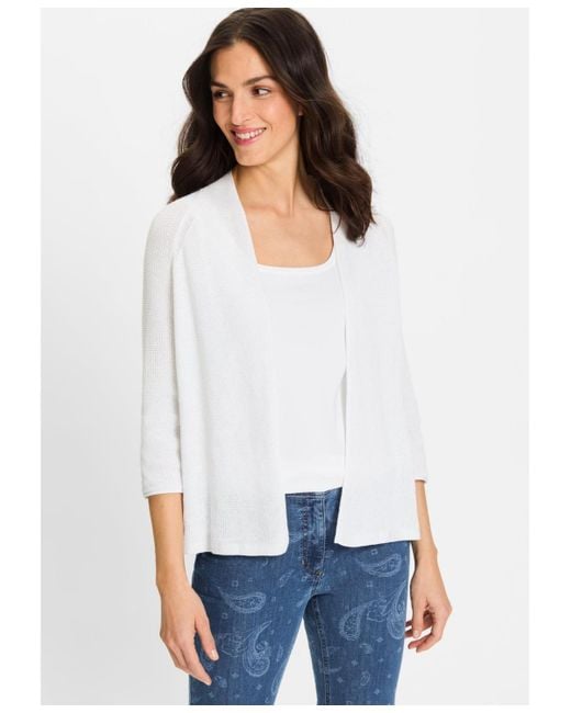 Olsen White Open Front Cardigan