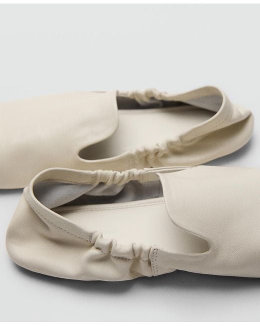 Mango White Leather Gathered Shoes