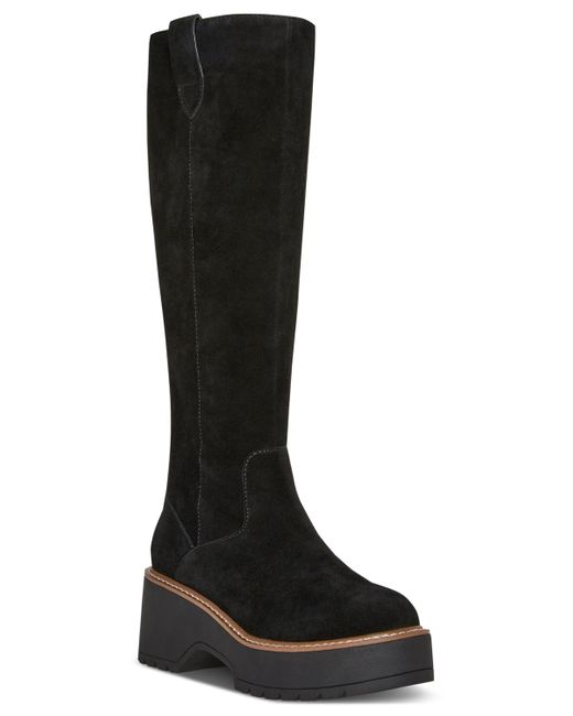 Aqua College Tori Womens Suede Waterproof Knee-High Boots, Black Suede