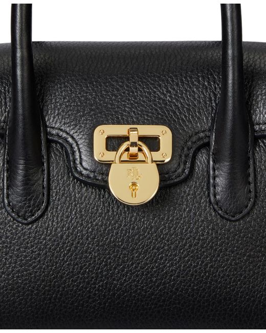 Ralph Lauren Black Pebbled Leather Small Tanner Satchel