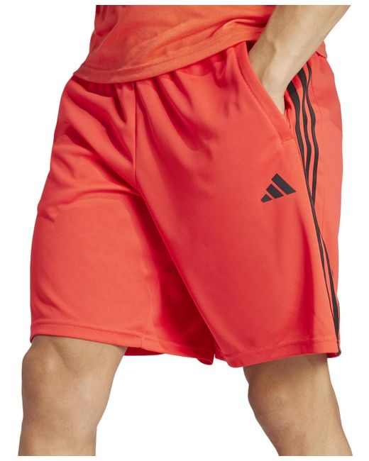 Adidas Red Train Essentials Classic-fit Aeroready 3-stripes 10" Training Shorts for men