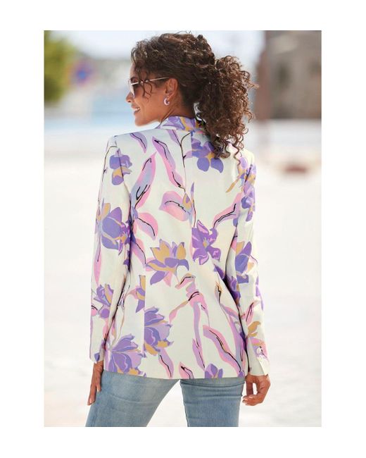 Lascana White Floral Print Blazer