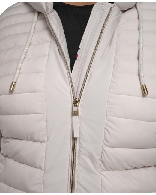 Tommy Hilfiger Gray Plus Size Hooded Packable Puffer Coat