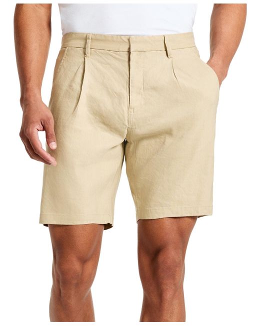 Kenneth Cole Natural Solid Pleated 8" Performance Shorts for men