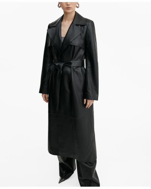Mango 100 Leather Trench Coat in Black Lyst