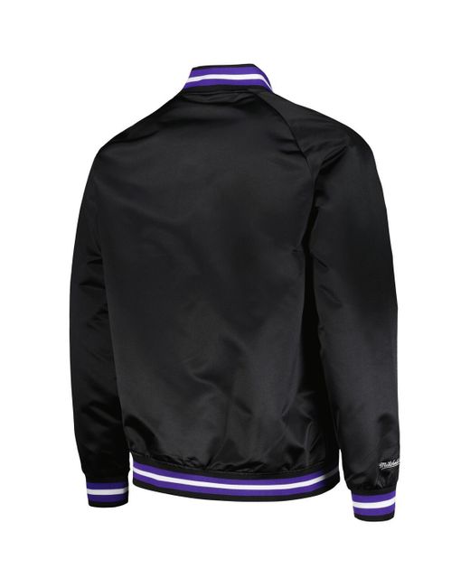Mitchell & Ness Black Utah Jazz Hardwood Classics Throwback Wordmark Raglan Full-snap Jacket for men