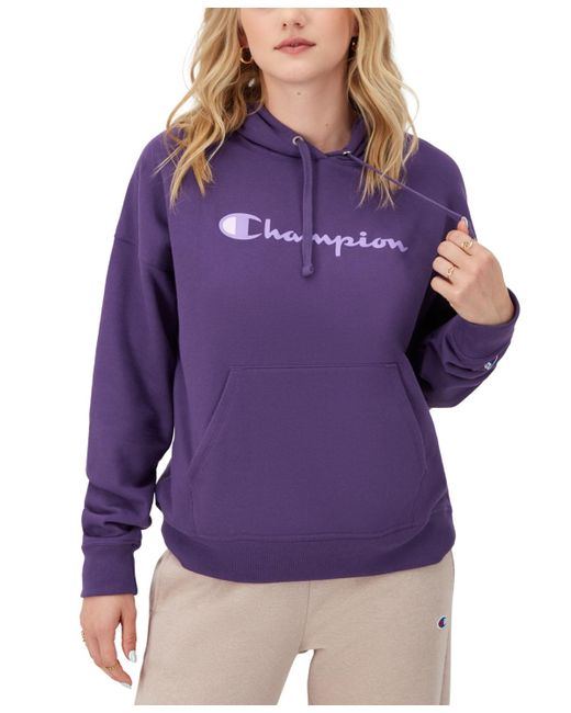 Champion Relaxed Logo Fleece Sweatshirt Hoodie in Purple Lyst