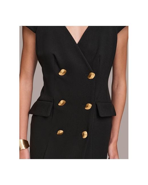 Donna Karan Black Cap-sleeve Double-breasted Blazer Dress