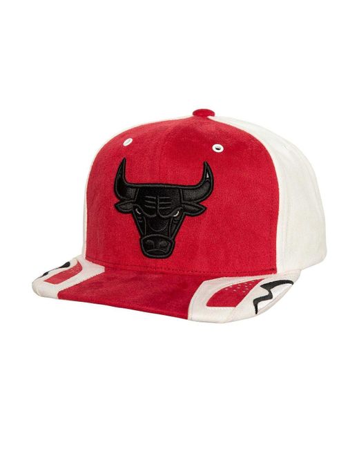 Mitchell & Ness Mitchell Ness White/red Chicago Bulls Day 6 Snapback Hat for men