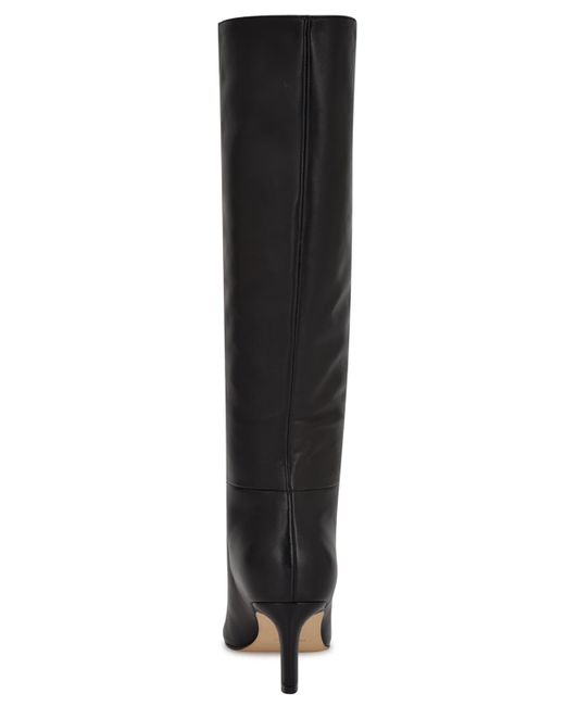 Nine West Black Lorthey Wide Calf Tall Stiletto Dress Boots