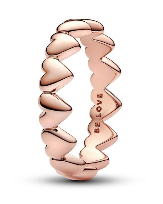 Pandora Pink 14k Rose Gold-plated Row Of Hearts Ring