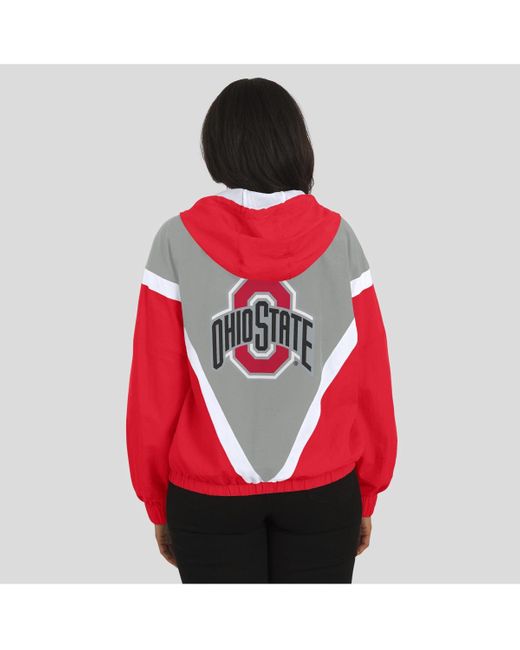 WEAR by Erin Andrews Red Scarlet/gray Ohio State Buckeyes Color Block Full-zip Windbreaker Jacket