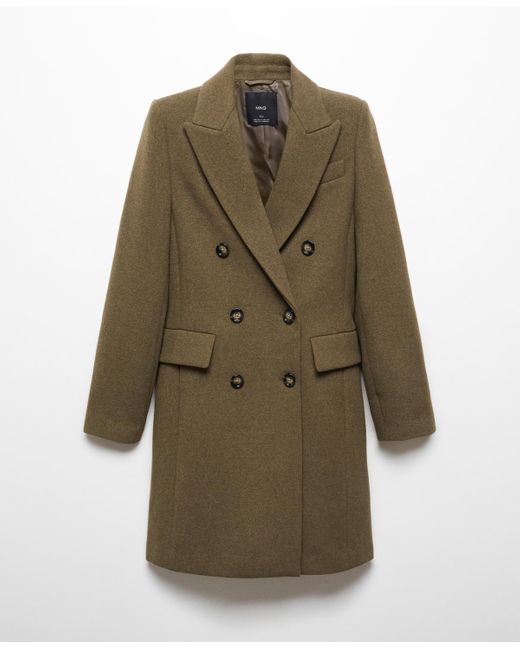 Mango Brown Wool Double-breasted Coat