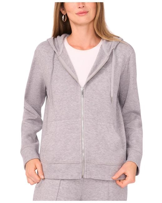 Vince Camuto Gray Knit Zip-front Hoodie Jacket