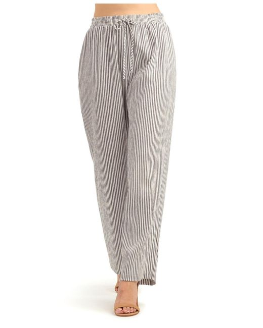 Bcx Gray Pucker Stripe Pull-on Pants