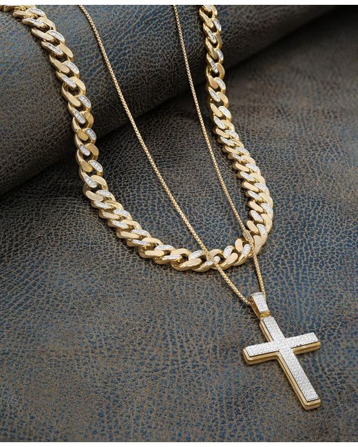 Macy's Metallic Diamond Cuban Link 24" Chain Necklace (1 Ct. T.w.) for men
