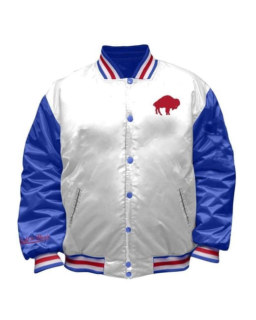 Mitchell & Ness Blue Buffalo Bills Throwback Plus Size Full-snap Satin Jacket