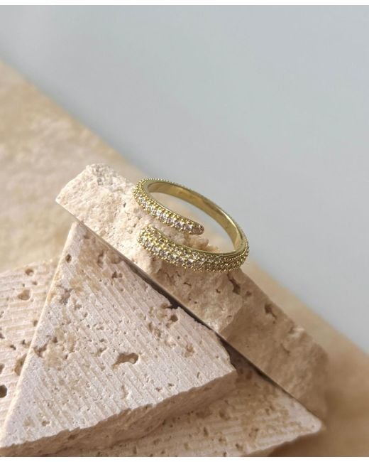 Adornia Metallic Cubic Zirconia Overlapping Pave Band Ring