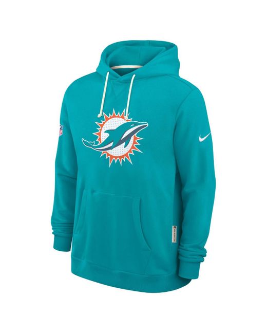 Nike Blue Miami Dolphins Sideline Initial Home Performance Pullover Hoodie for men