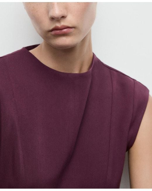 Mango Purple Seams Detail A-line Dress