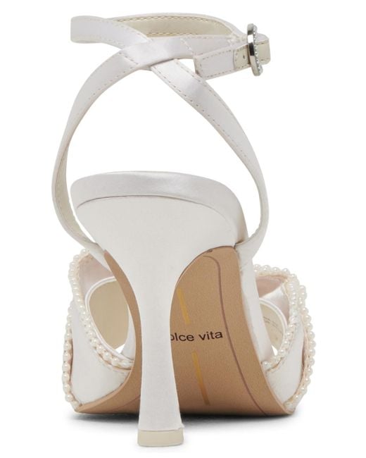 Dolce Vita White Lunette Pearl Ruffled Two-piece Dress Sandals
