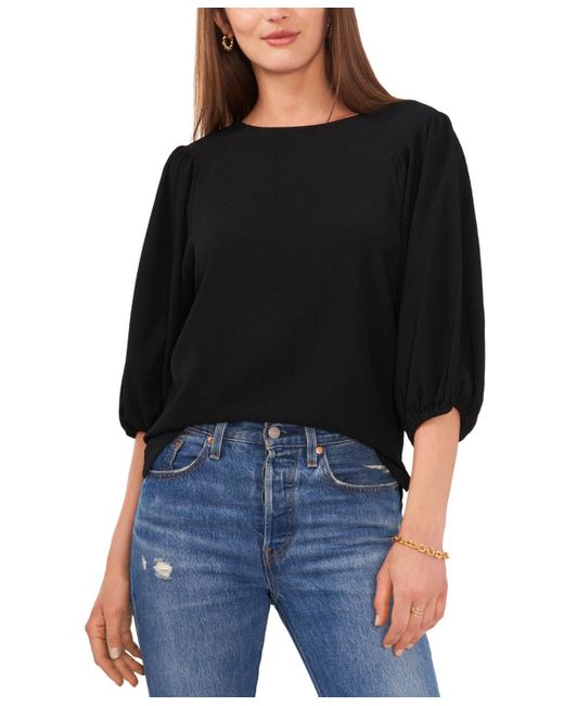 Vince Camuto Black Puff 3/4 Sleeve Knit Top