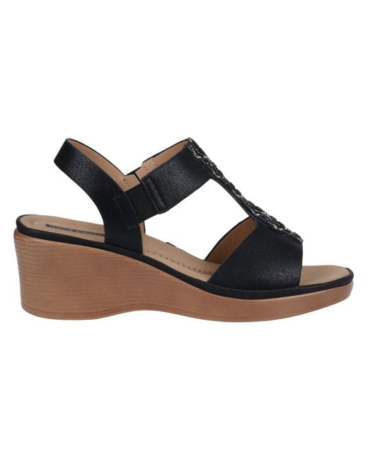 Gc Shoes Black Elissa Embellished Wedge Sandals