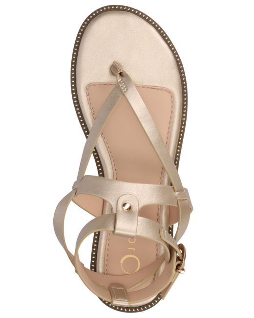 Journee Collection Metallic Tangie Multi Strap Flat Sandals