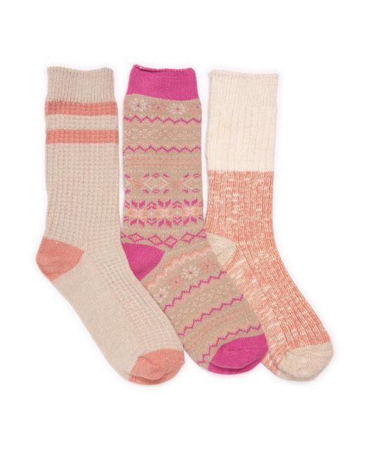 Muk Luks Pink Boot Socks 3 Pair Pack