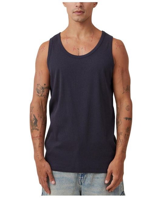 Cotton On Blue Loose Fit Rib Tank Top for men