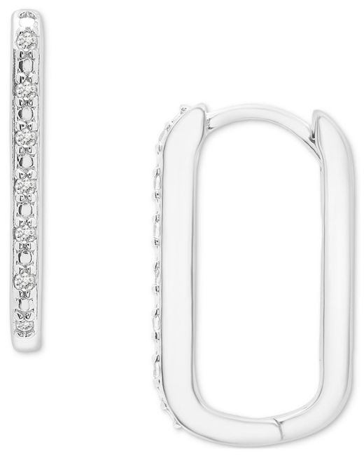 Macy's White 2-pc. Set Diamond Open Link Pendant Necklace & Matching Hoop Earrings (1/6 Ct. T.w.