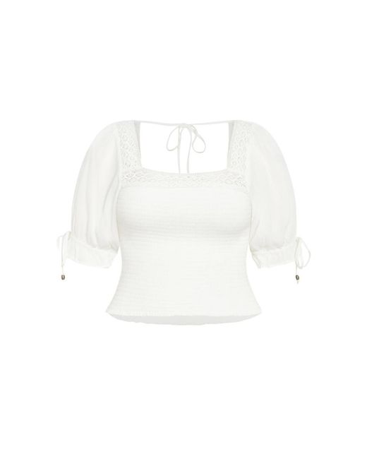 City Chic White Plus Size Aurora Plain Top