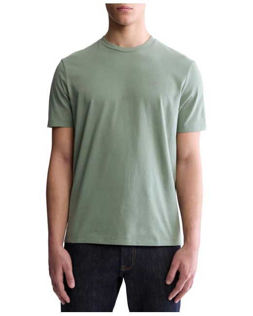 Calvin Klein Green Smooth Cotton Solid Crewneck T-shirt for men