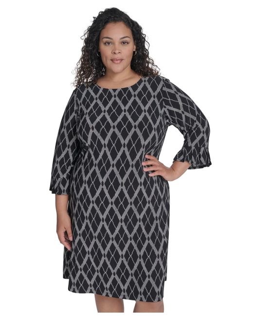 Tommy Hilfiger Black Plus Size Bell-sleeve Shift Dress