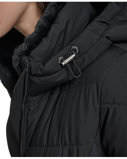 Calvin Klein Black Collar Hooded Puffer Coat