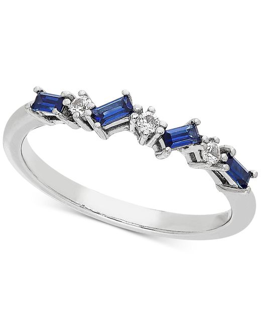 Macy's Metallic Lab-created Sapphire (3/8 Ct. T.w.) & White Sapphire Accent Ring In 14k Rose Gold-plated Sterling Silver