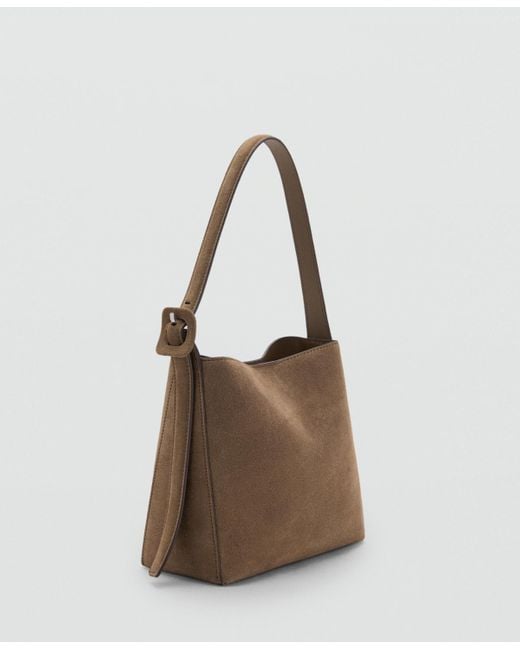 Mango Brown Suede Leather Shopper Bag