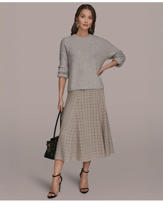 Donna Karan Gray Crewneck Oversized Sweater