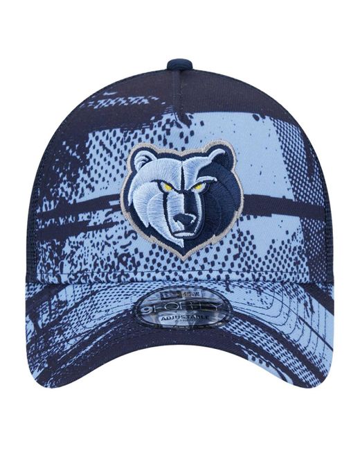 KTZ Navy/light Blue Memphis Grizzlies Tip Off A-frame Trucker 9forty Adjustable Hat for men