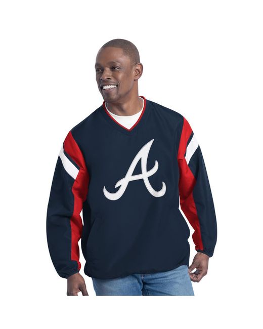 G-III 4Her by Carl Banks Blue Atlanta Braves Double Coverage V-neck Pullover Hoodie for men