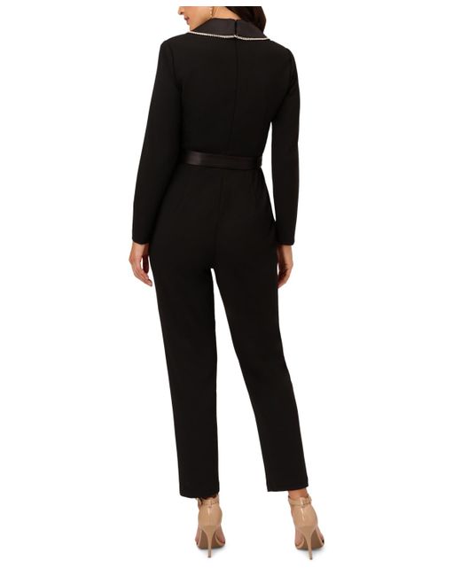 Adrianna papell embellished tuxedo jumpsuit in black lyst