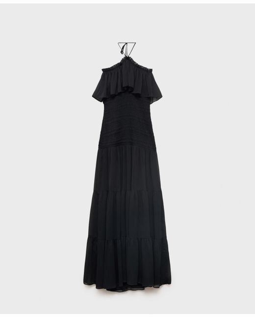 Mango Black Ruffled Maxi Dress