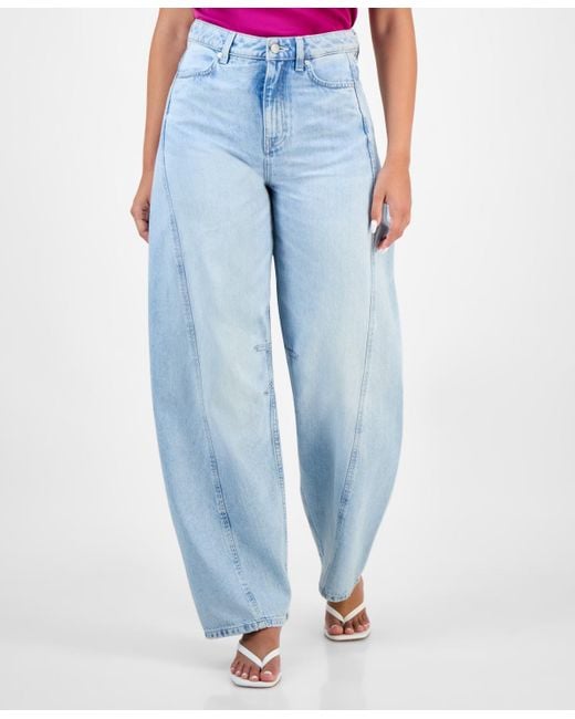 Boss Pink Cotton High-rise Ankle Balloon Jeans
