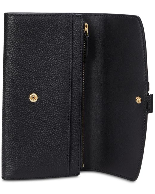 Ralph Lauren Black Pebbled Leather Cameryn Flap Wallet